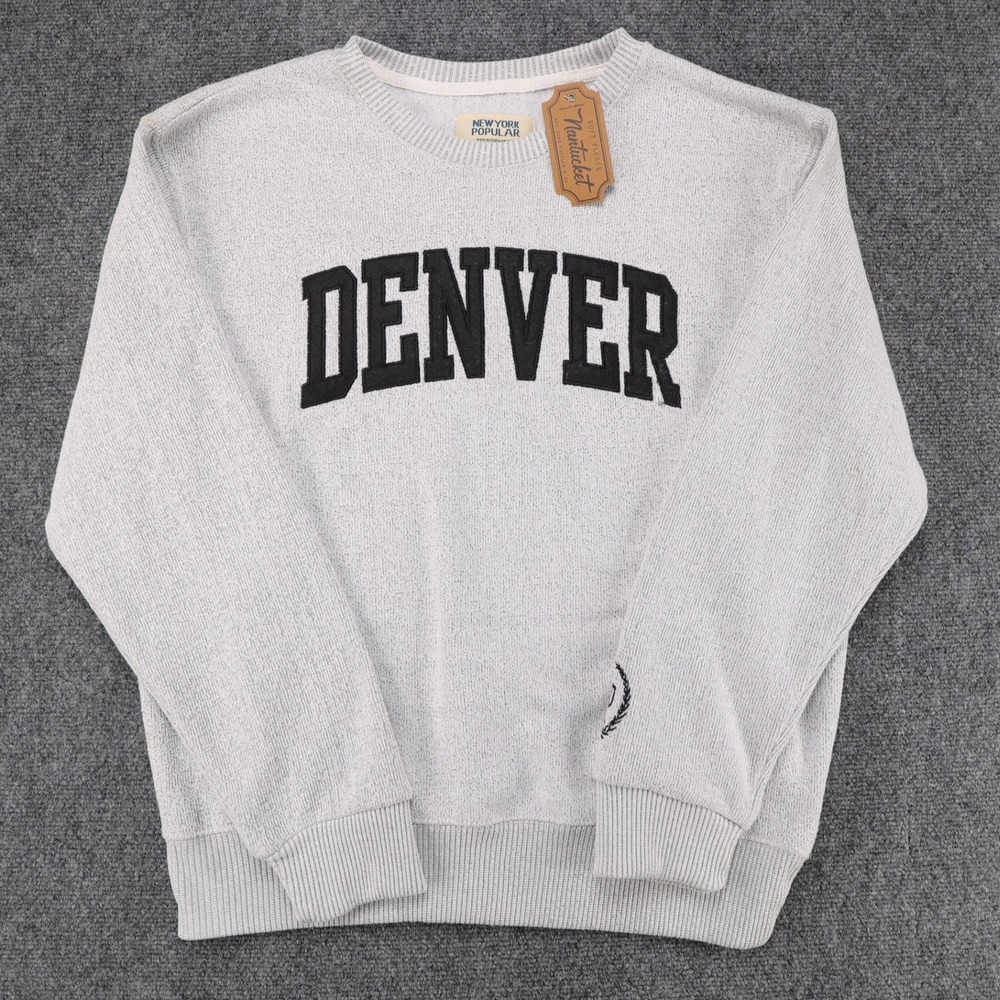 New York Popular Denver Crewneck Sweatshirt Mens Large Gray Soft Fleece NWT